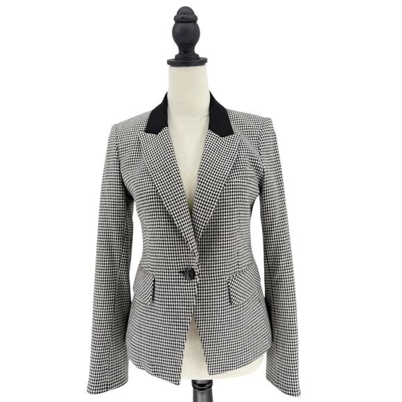 Veronica Beard Airlie Dickey Jacket Black White Houndstooth Preppy Blazer Size 4 - Picture 5 of 16